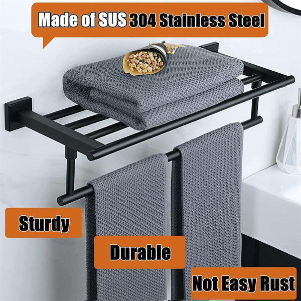 Rebrilliant Louie Metal Floating Shelf with Towel Bar Wayfair